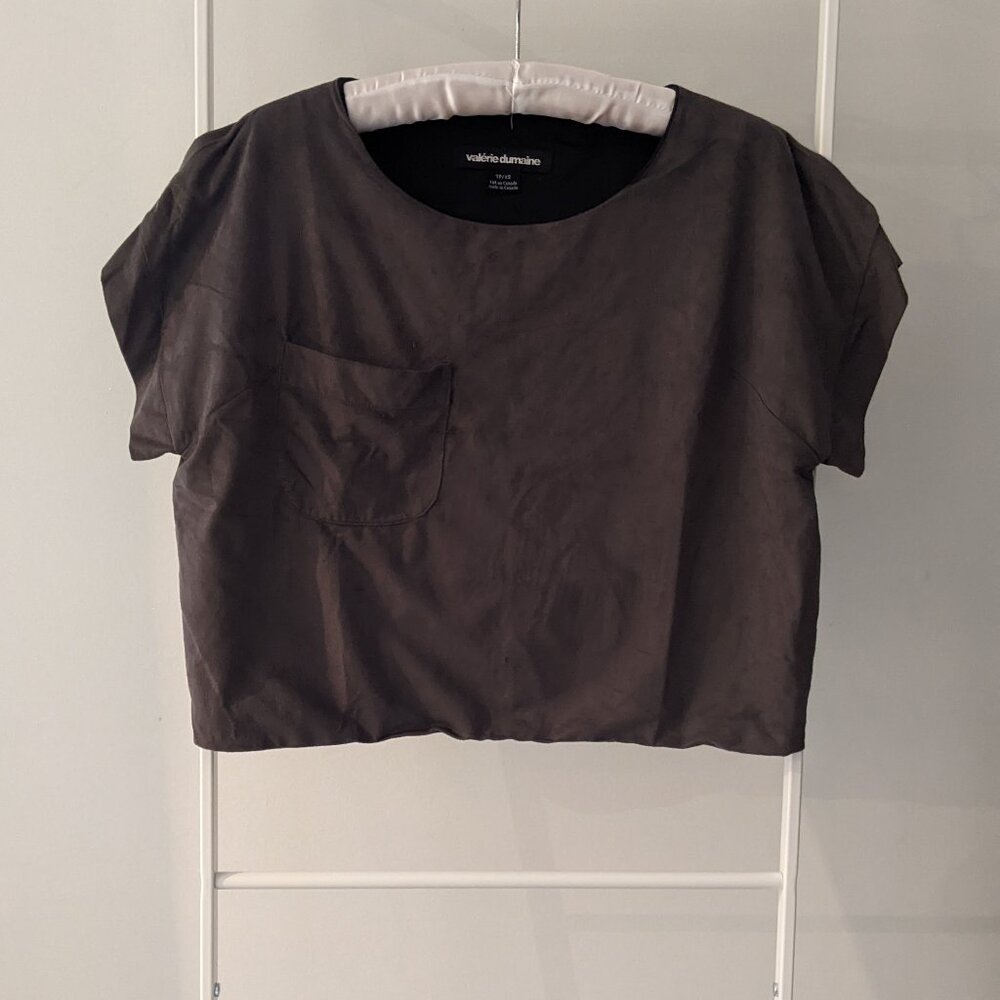 Valerie Dumaine Grey Moleskine Lined Top (Size XS)